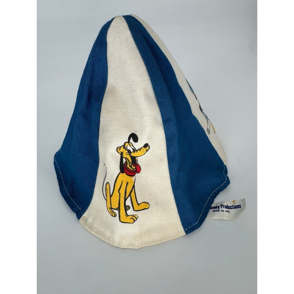 Vintage Disney Productions Mickey Mouse Donald Duck Pluto Striped Beanie Hat USA - Picture 2 of 7